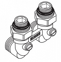 Блок шаровых кранов с соединительным ниппелем, угловой G1/2 x G3/4 Блок шаровых кранов с соединительным ниппелем, угловой G1/2 x G3/4